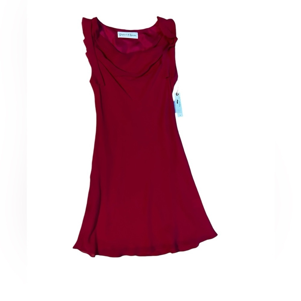 NWT Graham & Spencer Dark Pink 100%‎ Silk Dress Cowl Neckline Size S Sleeveless